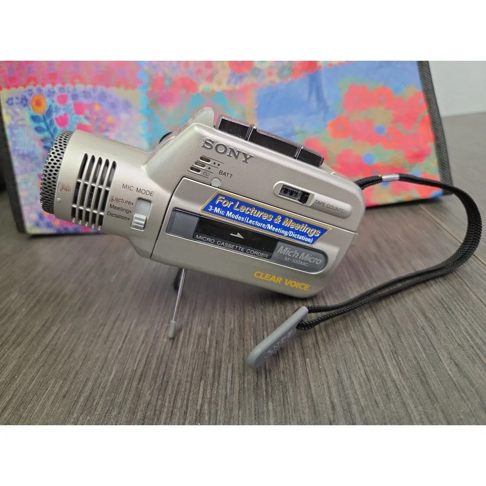 Sony Microcassette M-100MC Silver Handheld Microcassette Clear Voice Recorder